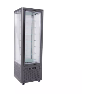 Vitrine verticale positive ventilée avec tablettes en verre rotatives 360 L