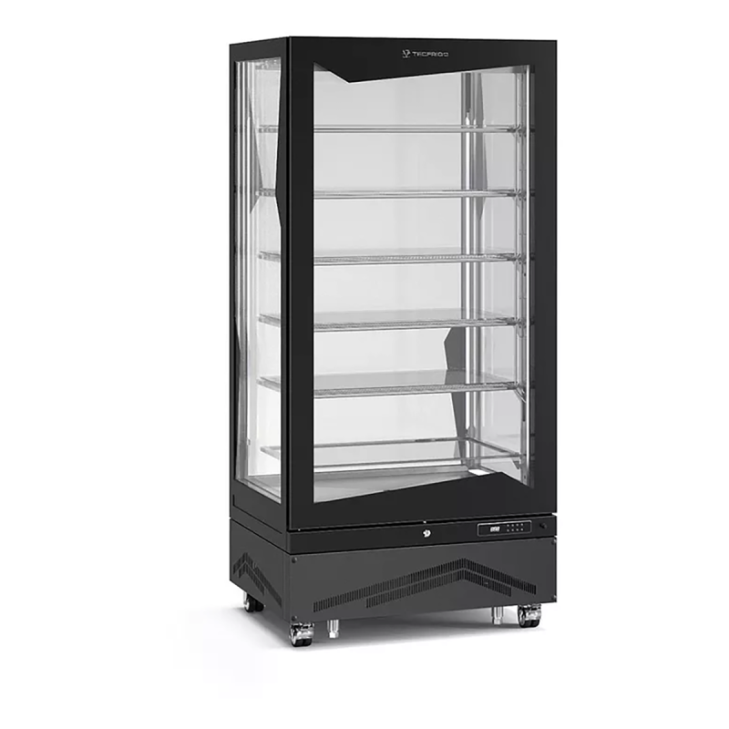 Vitrine verticale négative statique avec tablettes en verre 650 L
