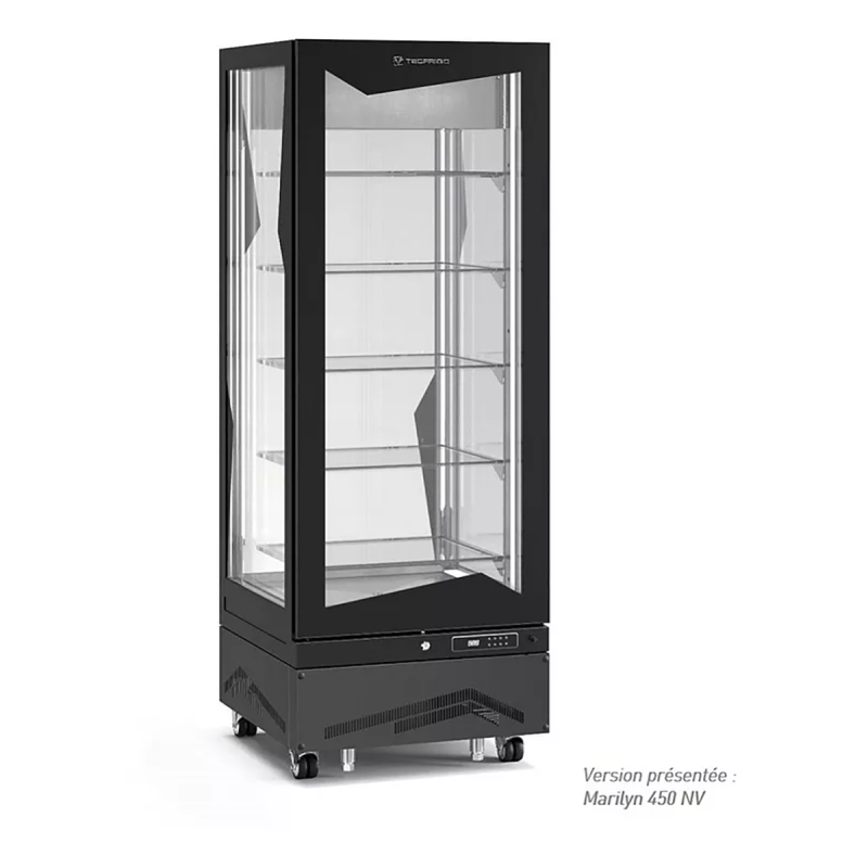 Vitrine verticale négative statique avec tablettes en verre 450 L