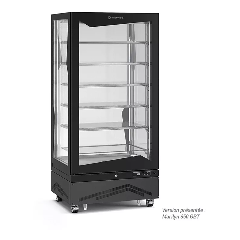 Vitrine verticale bi-température avec tablettes en verre 650 L