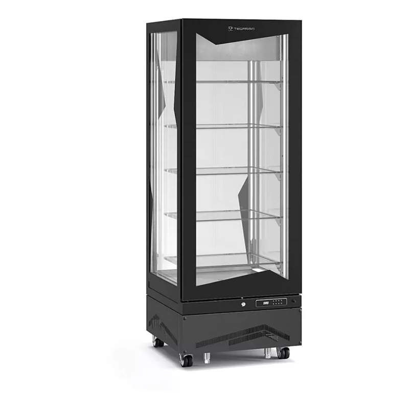 Vitrine verticale bi-température avec tablettes en verre 450 L