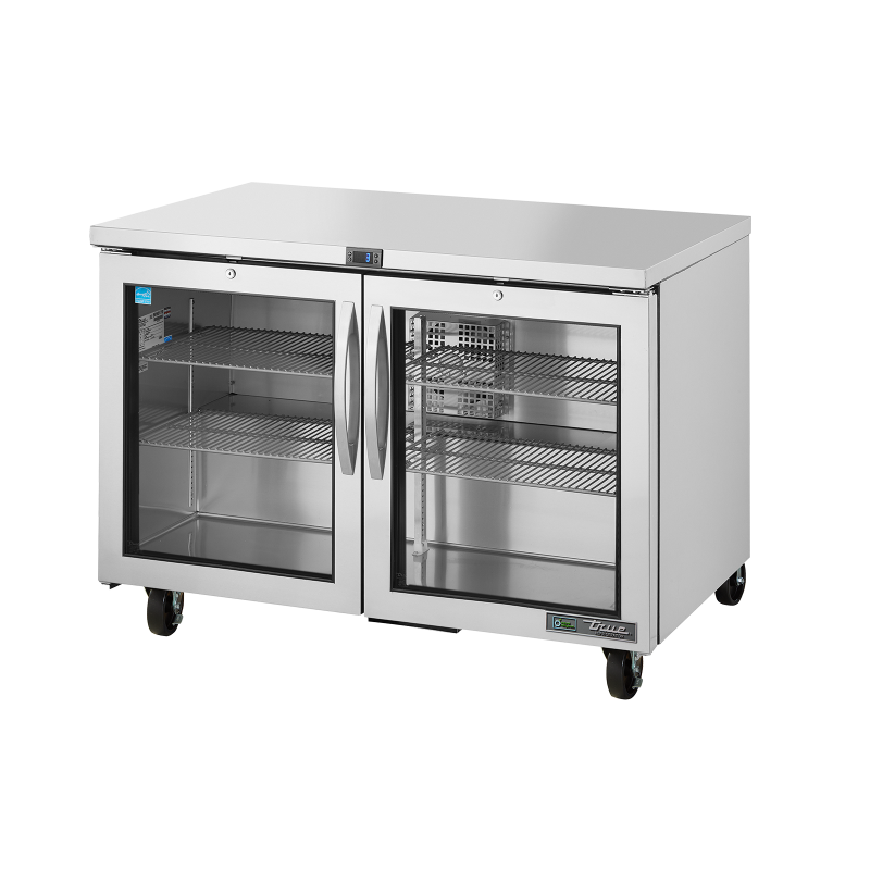 Réfrigérateur comptoir bas 2 portes vitrées 278 L