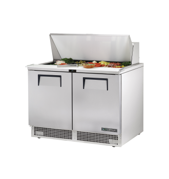 Table de préparation d'aliments réfrigérée 2 portes 18 bacs GN 1/6