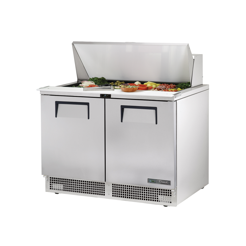 Table de préparation d'aliments réfrigérée 2 portes 18 bacs GN 1/6