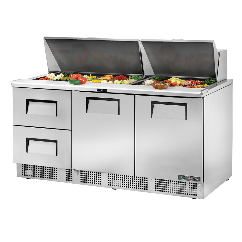 Table de préparation d'aliments réfrigérée 2 portes 2 tiroirs