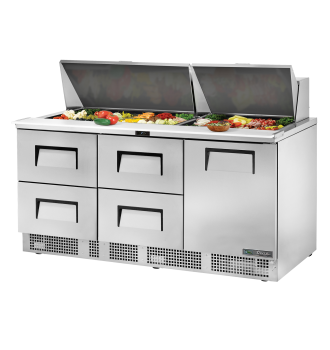Table de préparation d'aliments réfrigérée 1 porte 4 tiroirs