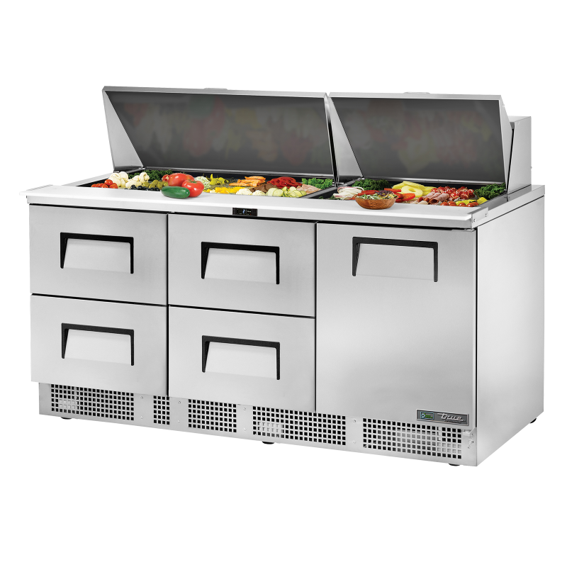Table de préparation d'aliments réfrigérée 1 porte 4 tiroirs