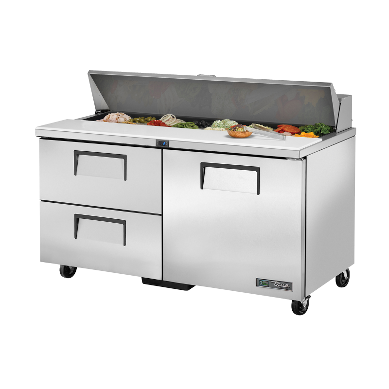 Table de préparation sandwich et salade réfrigérée 16 bacs GN 2 tiroirs L,152