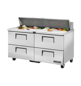 Table de préparation sandwich et salade réfrigérée 16 bacs GN 4 tiroirs L,152