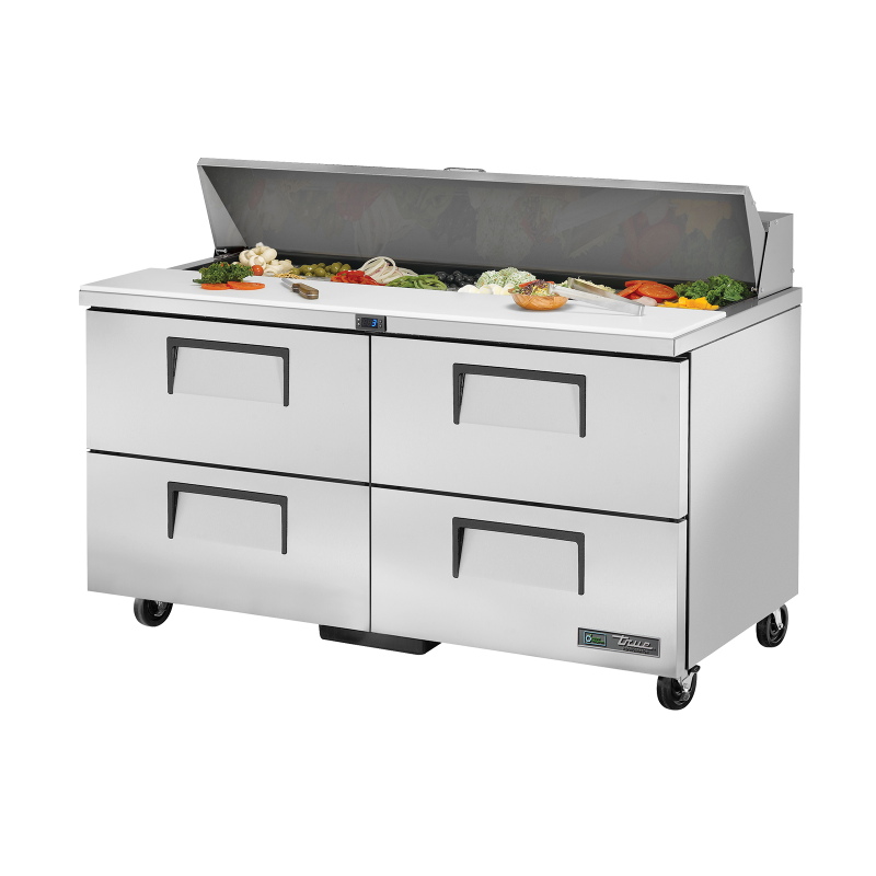 Table de préparation sandwich et salade réfrigérée 16 bacs GN 4 tiroirs L,152