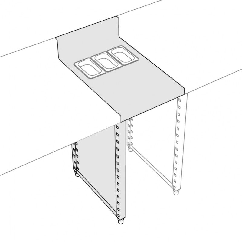 Work plan with 6 gastronorm storage containers