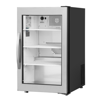 Réfrigérateur de comptoir 1 porte battante vitrée argenté 135 L