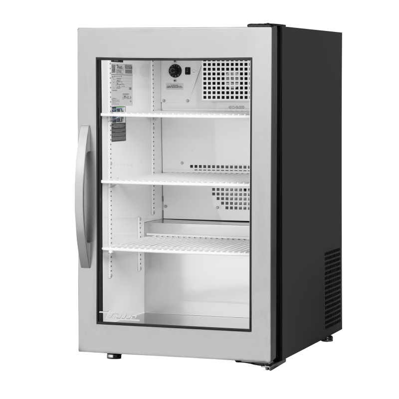 Réfrigérateur de comptoir 1 porte battante vitrée argenté 135 L