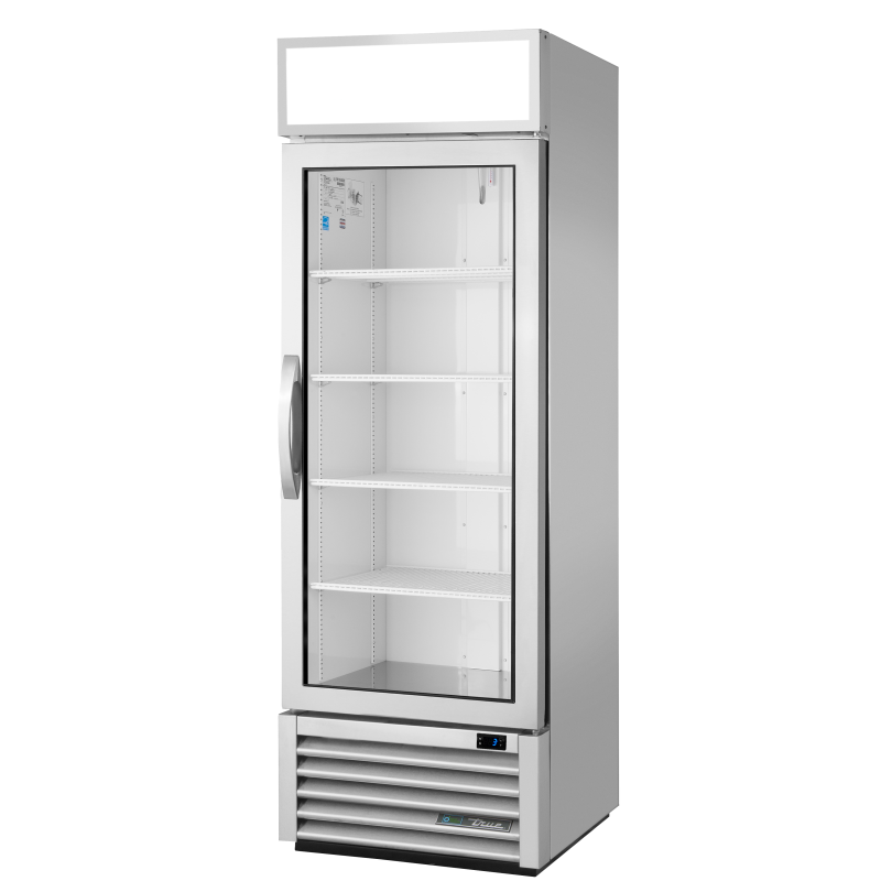 Réfrigérateur vertical 1 porte battante vitrée argenté 350 L
