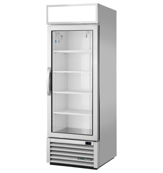 Réfrigérateur vertical 1 porte battante vitrée argenté 445 L