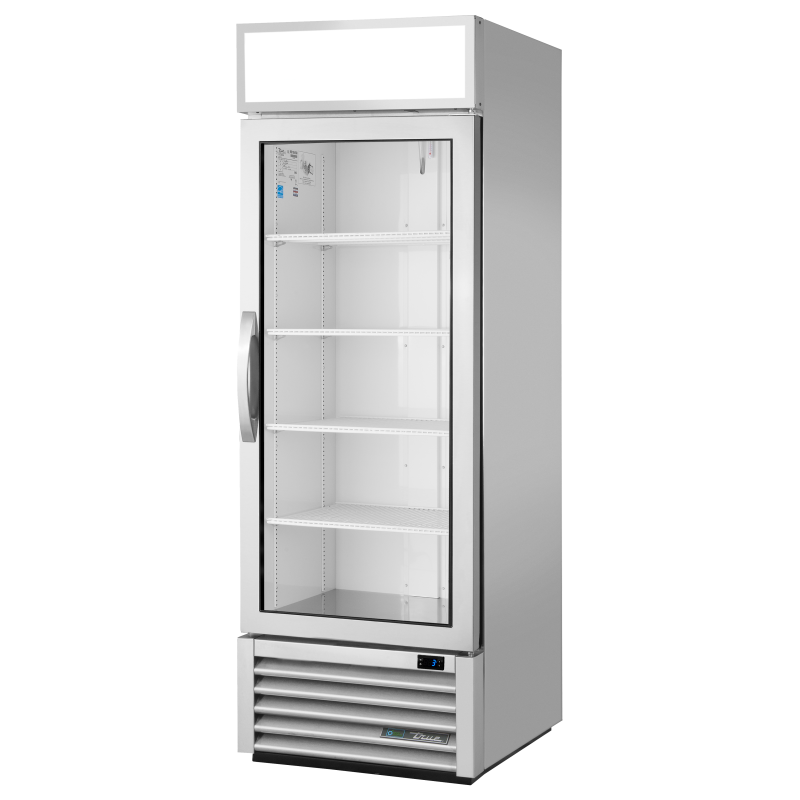 Réfrigérateur vertical 1 porte battante vitrée argenté 445 L