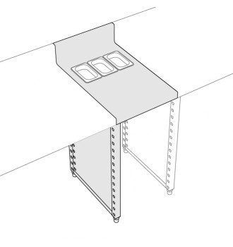 Plan de travail avec 3 bacs gastronorme de rangement