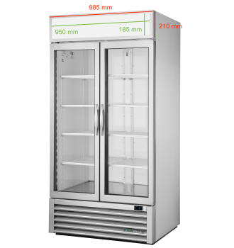 Réfrigérateur vertical 2 portes battantes vitrées argenté 636 L