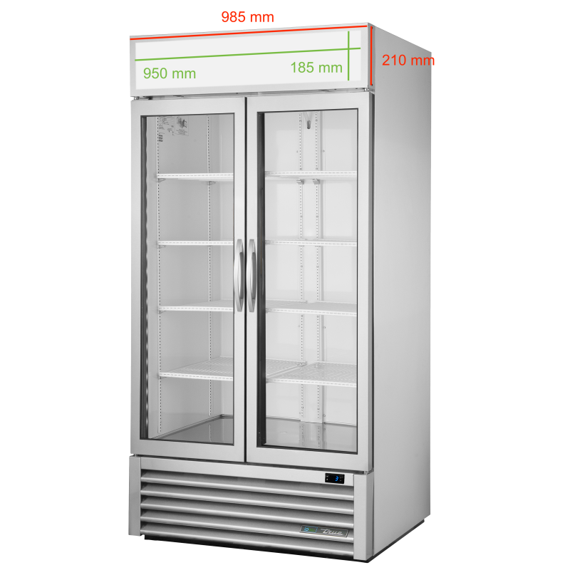 Réfrigérateur vertical 2 portes battantes vitrées argenté 636 L