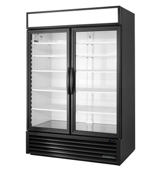 Réfrigérateur vertical 2 portes battantes vitrées noir 914 L