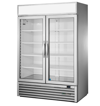 Réfrigérateur vertical 2 portes battantes vitrées argentée 914 L