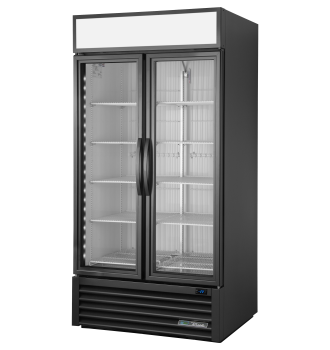 Armoire verticale négative 2 portes battantes vitrées noire 636 L