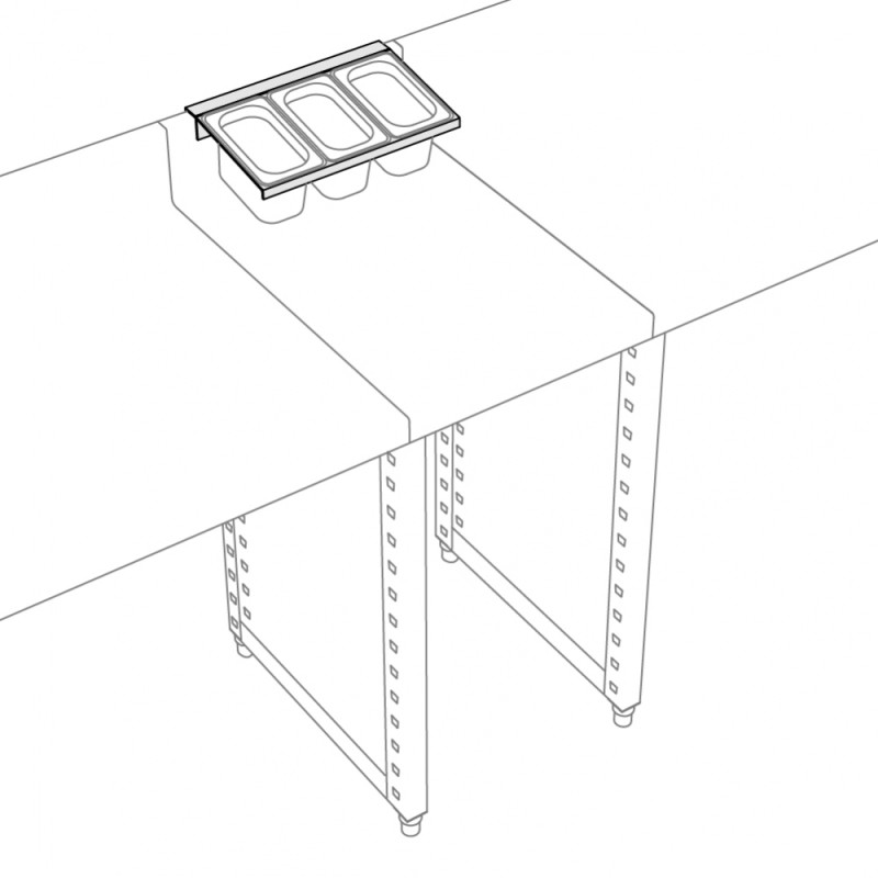 Gastronorm tray support on backsplash