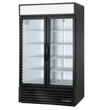 Armoire verticale négative 2 portes battantes vitrées noire 756 L