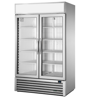 Armoire verticale négative 2 portes battantes vitrées argentée 756 L