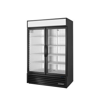 Armoire verticale négative 2 portes battantes vitrées noire 914 L