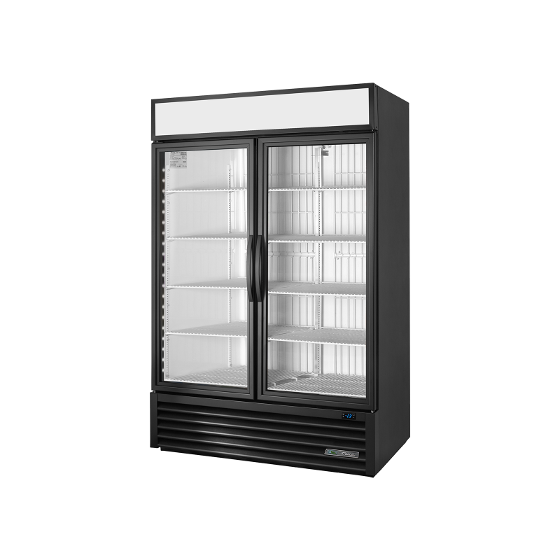 Armoire verticale négative 2 portes battantes vitrées noire 914 L
