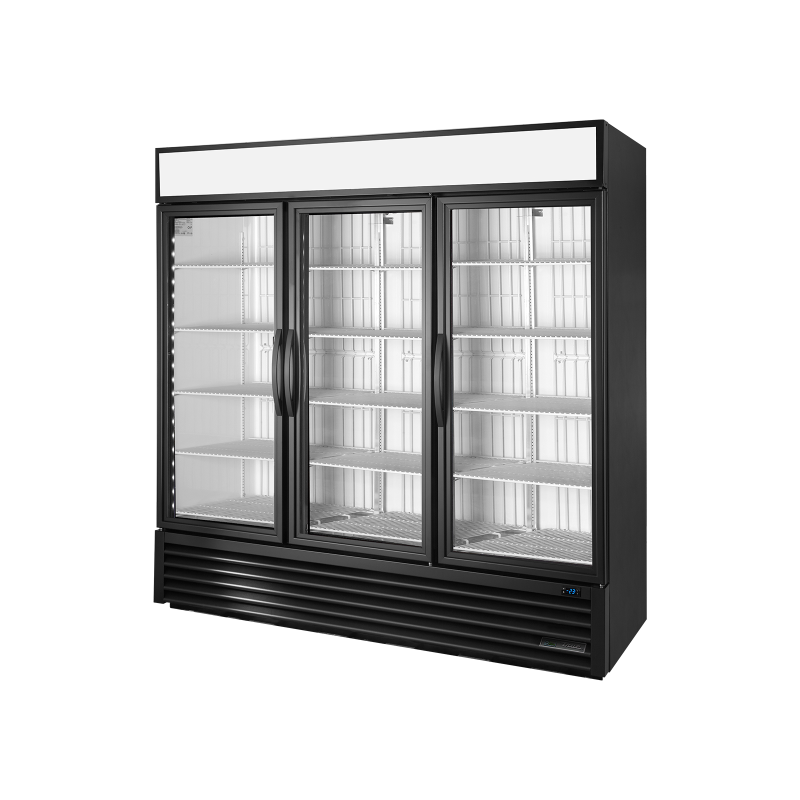 Armoire verticale négative 3 portes battantes vitrées noire 1359 L