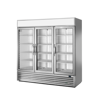 Armoire verticale négative 3 portes battantes vitrées argentée 1359 L