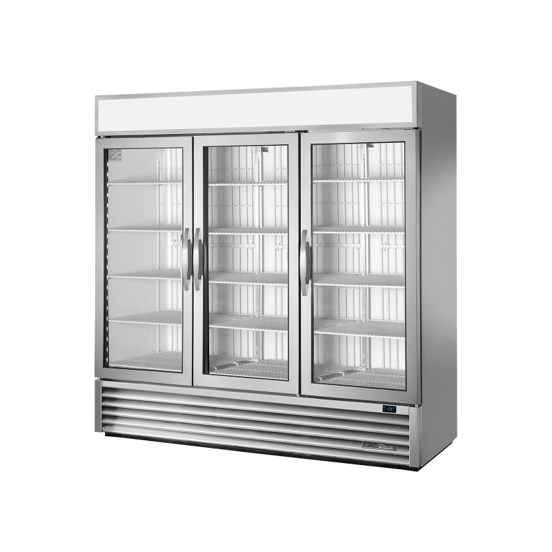 Armoire verticale négative 3 portes battantes vitrées argentée 1359 L