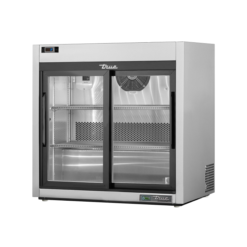Réfrigérateur de comptoir 2 portes vitrées coulissantes L,913