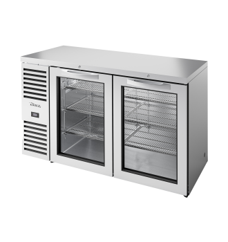 Arrière bar réfrigéré inox 2 portes vitrées battantes