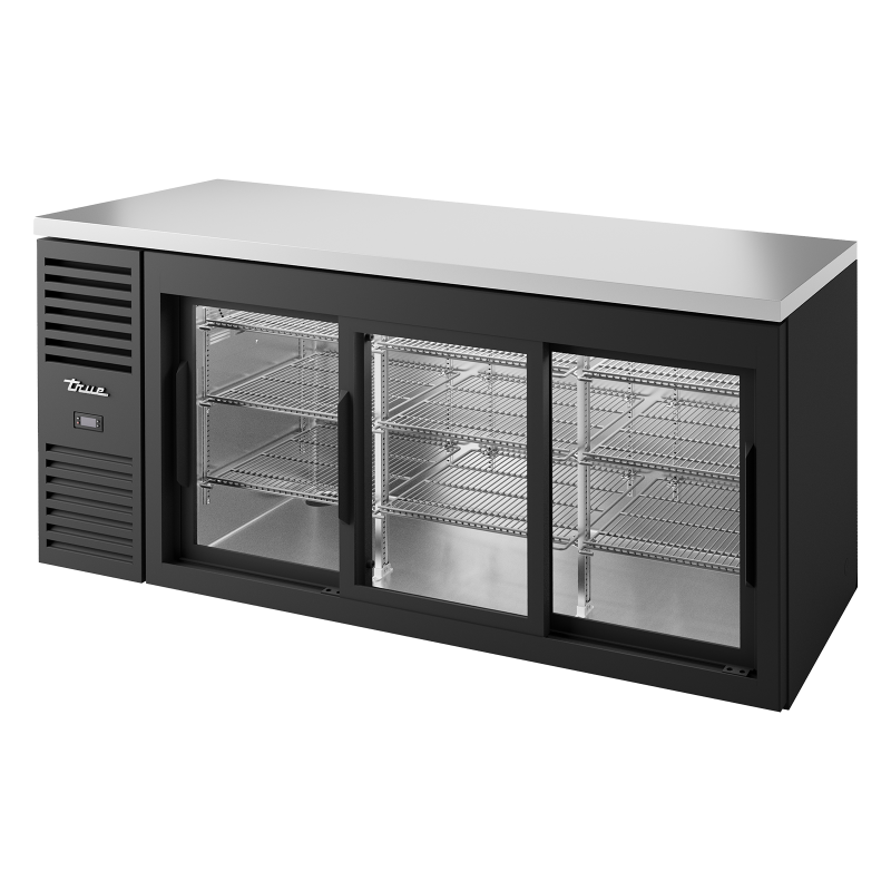 Arrière bar réfrigéré inox 3 portes vitrées coulissantes