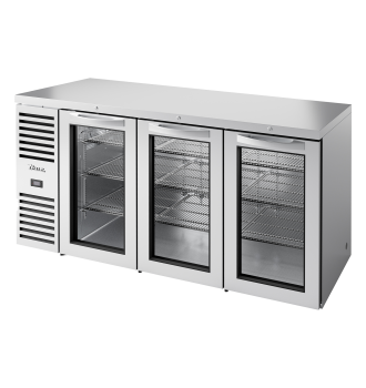 Arrière bar réfrigéré inox 3 portes vitrées battantes