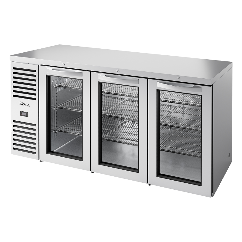 Arrière bar réfrigéré inox 3 portes vitrées battantes