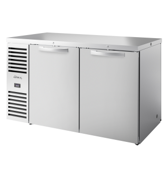 Arrière bar réfrigéré traversant inox 2 portes pleines battantes à l'avant et à l'arrière