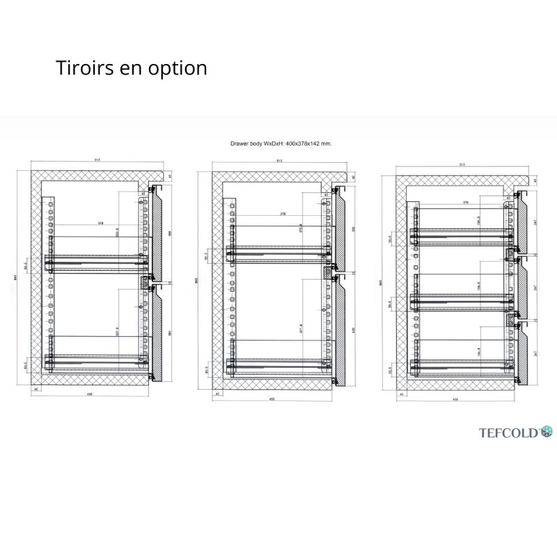 Arrière bar 3 portes vitrées 442 L