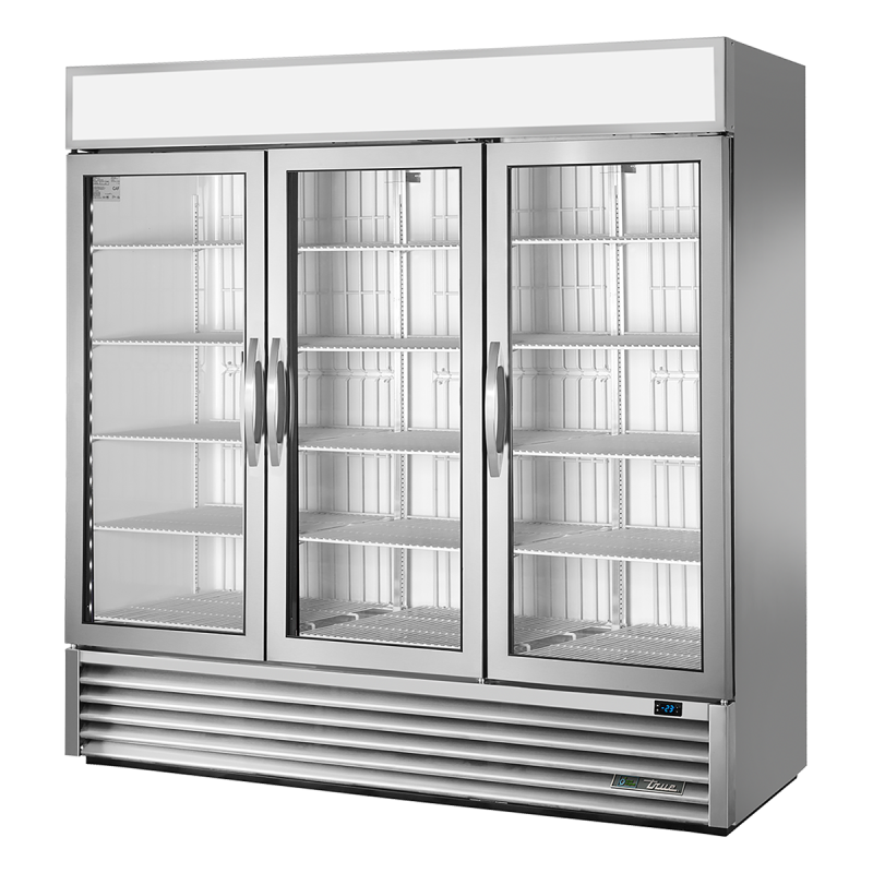 Vertical negative cabinet with 3 silver glass swing doors 1359 L