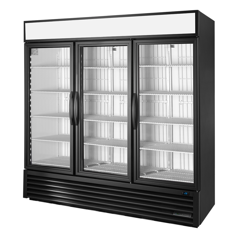 Negative vertical cabinet with 3 black glazed swing doors 1359 L