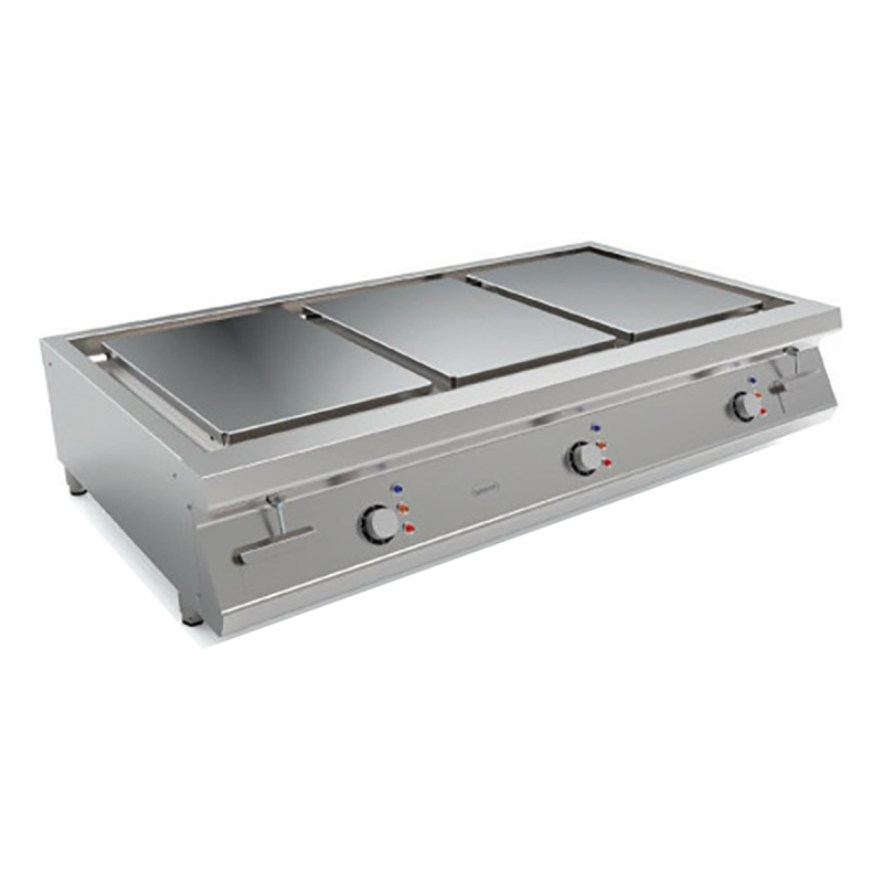 Electric cooktop with 3-zone island