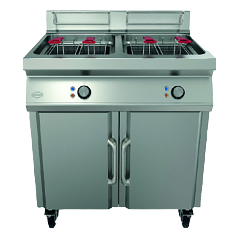 Mechanical deep fryer with 2 single 14 L tanks