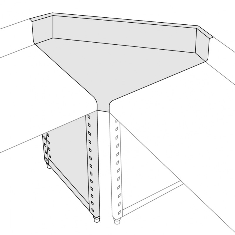 Plan de travail angle intérieur tronqué 45°