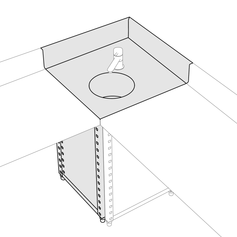 Plan de travail angle 90° + Évier