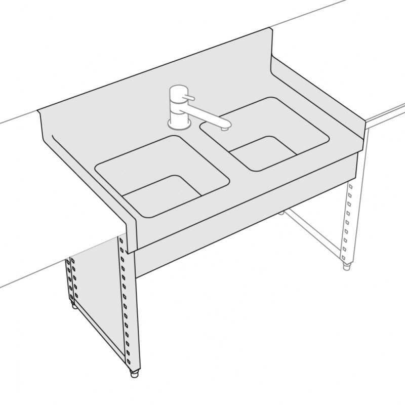 Double évier rabaissé cuve 33x33