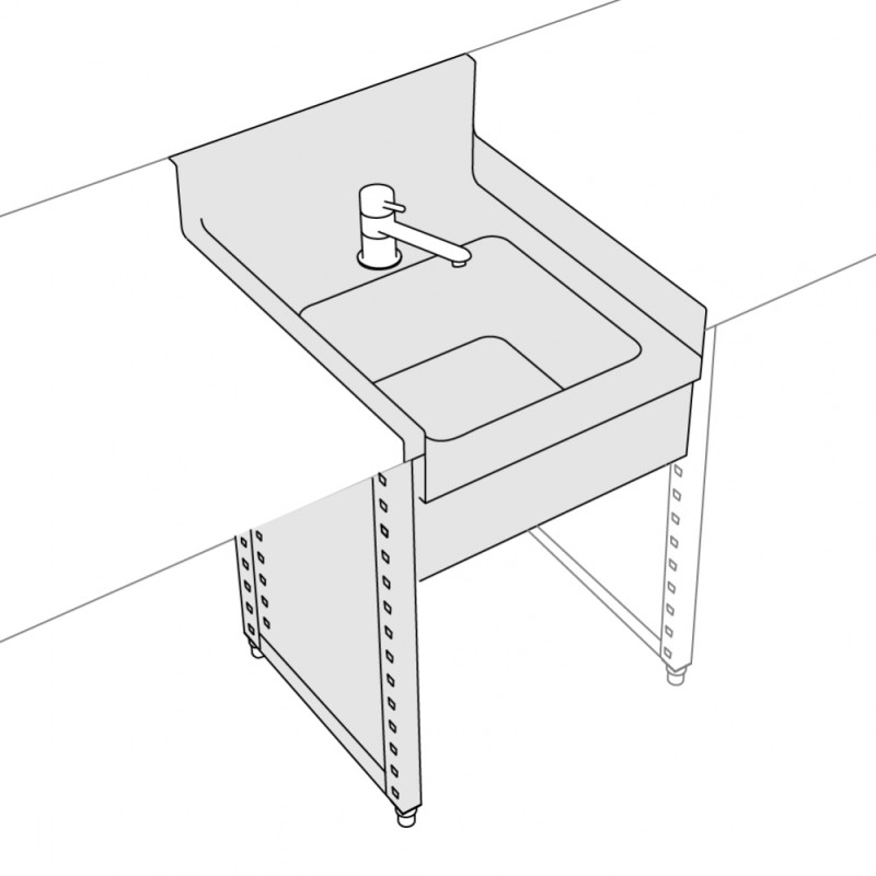 Évier rabaissé cuve 33x33cm