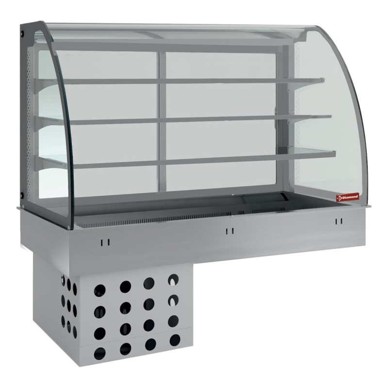 Refrigerated, ventilated top elements and closed display cases